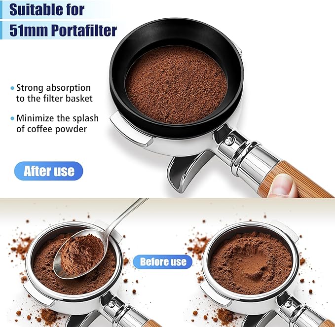 58.5mm Espresso Dosing Funnel and Puck Screen Set, Espresso Coffee Dosing Ring & 1.7mm 316 Stainless Steel Espresso Portafilter for Coffee Portafilter Filter Basket