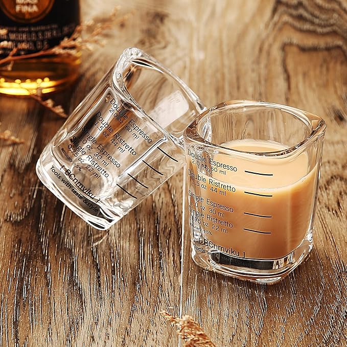 Shot Glasses Measuring cup Liquid Heavy Base Glass Wine Glass Espresso Shot Glass Measurement 2 OZ / 60ML Glass Set for Whiskey, Tequila, Vodka Birthday Gifts Women Men,(Square-4pack)