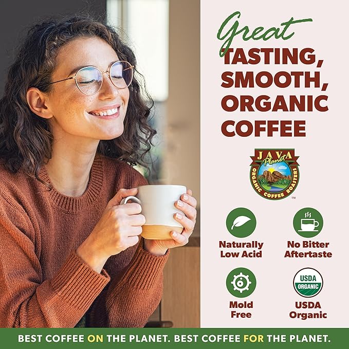 Low Acid Organic Coffee – Whole Bean, Mold-Free & Stomach Friendly by Java Planet, Colombian Single Origin, Medium Dark Roast, Smooth Full Flavored, 2x1LB Bag