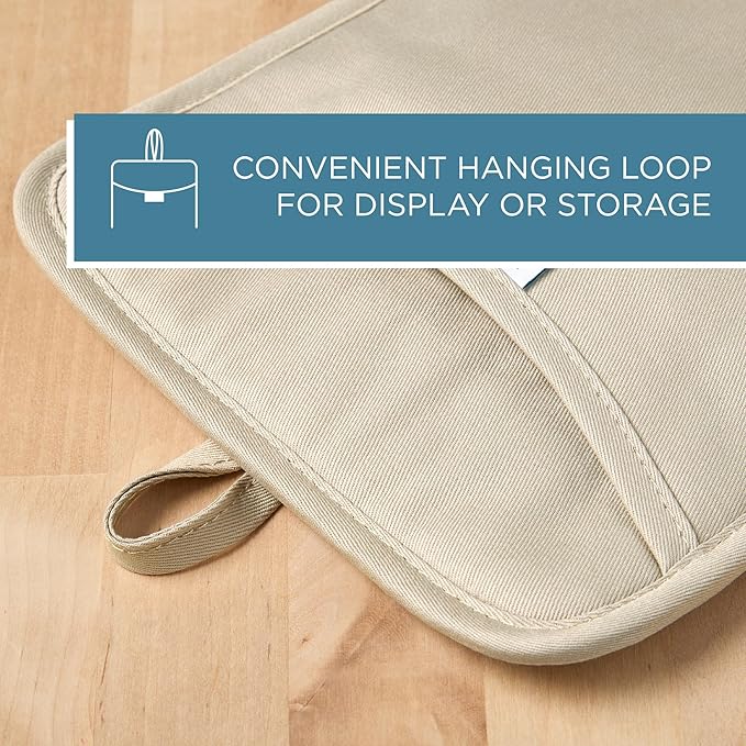 TOWN & COUNTRY BASICS Basketweave Soft Silicone Pot Holder 2-Pack Set, Heat Resistant up to 500F, Flexible Silicone, Non-Slip Grip, Beige, 7.5"x10"