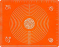 Silicone Baking Mat for Rolling Pastry Dough with Measurements, 25.6 x 17.7 BPA Free Non stick and Non Slip Orange Table Sheet Baking Supplies for Bake Pizza Cake