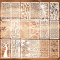 18Pcs Stencils for Crafts Painting, Reusable Cake Stencils Decorating Texture Stencil Background Stencil Leaf Floral Tree Templates for Painting on Wood Furniture Card Canvas Paper Scrapbook