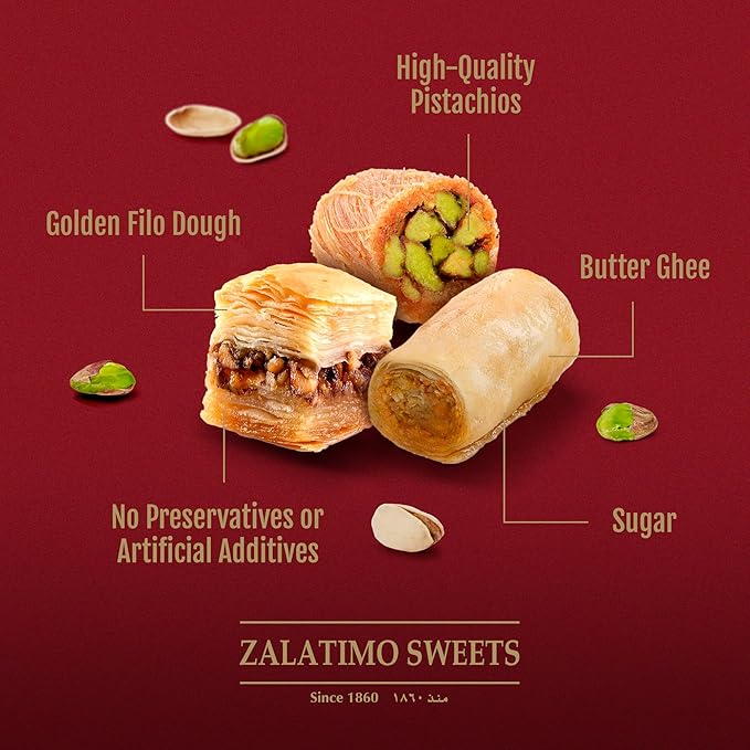 Zalatimo Sweets Since 1860, 100% All Natural Sesame & Butter Shortbread Cookies, Square Metal Gift Tin, Slightly Sweet Cookies with No Preservatives, No Additives, No Corn Starch, No Syrups! 1.4Lbs