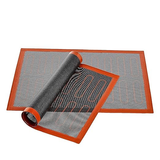 Amazon Basics Silicone Non-Stick Eclair Baking Mat, Reusable, Easy to Clean, 2 Pack, Black/Red/White, Rectangular, 15.7" x 11.8" (Previously AmazonCommercial brand)