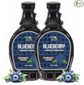 Green Jay Gourmet Blueberry Syrup - 3 Ingredient Premium Breakfast Syrup with Fresh Blueberries, Cane Sugar & Lemon Juice - All-Natural, Non-GMO Pancake Syrup, Waffle Syrup & Dessert Syrup - 2 x 8 Oz