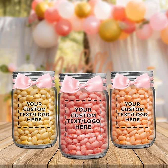 DISCOUNT PROMOS 100 Decorating Mason Jars Set, 12 oz. - Customizable Text, Logo - Canning, Aluminum Lid - Clear