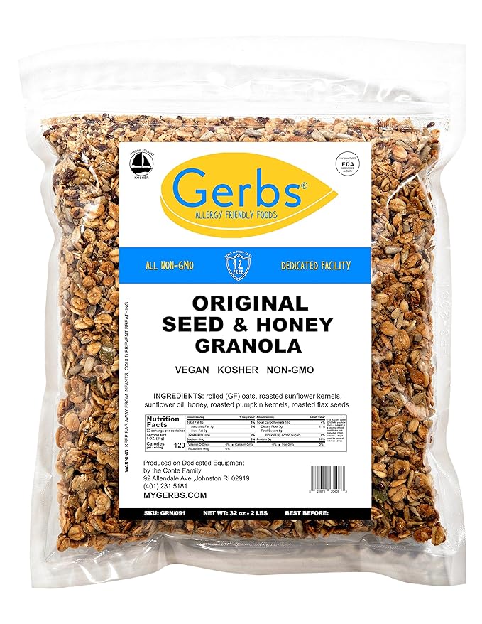 Gerbs Original Seed n' Honey Granola, 2 LBS. - Top 14 Food Allergy Free & Non GMO - Keto Safe - Made in Rhode Island …