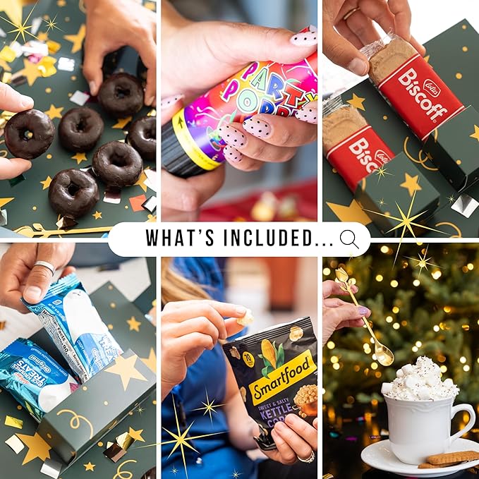 Explosion Gift Box with Treats – Premium Surprise Snack Box with Donuts, Cookies, Chips & More – Blank Design for Any Occasion – Party, Celebration, or Just Because Gift (Explosion Gift Box)