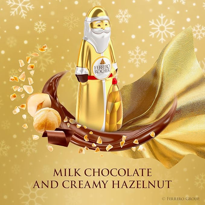 Ferrero Rocher, Milk Chocolate Hazelnut Hollow Santa, Holiday Chocolate Gift, 2.4 oz (Pack of 2)