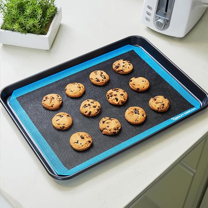 2PCs GUY DREAM Perforated Silicone Baking Mat 11-4/5" x 15-3/4" - 1 Piece Choux Mat for Baking Cookie- Steaming Mesh For Half Size Cooking Sheet - Non-Stick Reusable Oven Liner