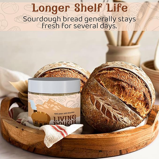 Living Dough - 75 Year Old Einkorn Wheat Flour Ancient Grain Sourdough Starter Culture - Active & Live Organic Sourdough Starter for Baking - For Artisanal Bread, Pizza Dough, Waffles & More