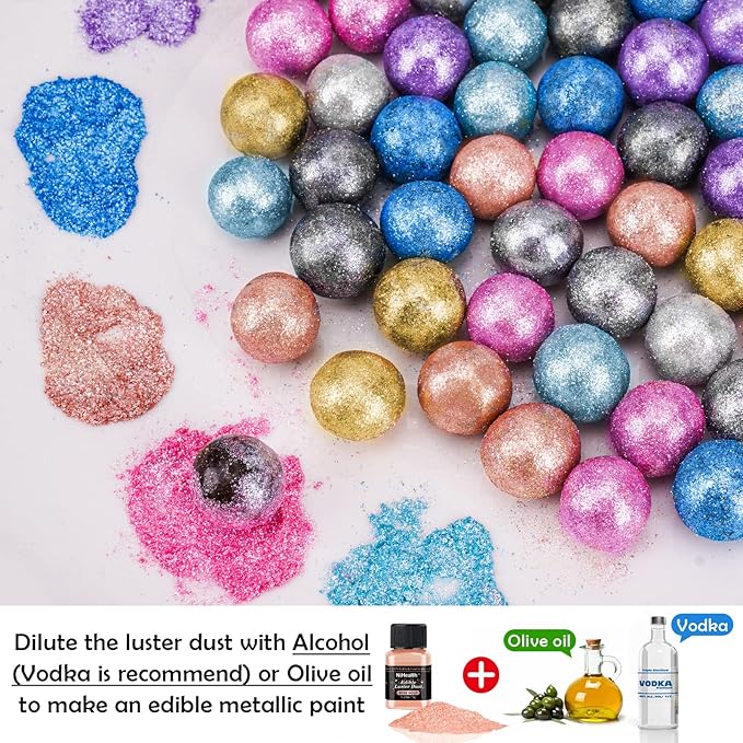 NiHome Edible Food-Grade Glitter Powder Glimmer Luster Dust Metallic Fancy Food Decorating Sprinkle Glimmery Dust for Drink Wine Beverage Cake Bakery Vegan Allergen-Free (Rose Gold, 0.35oz/10g)