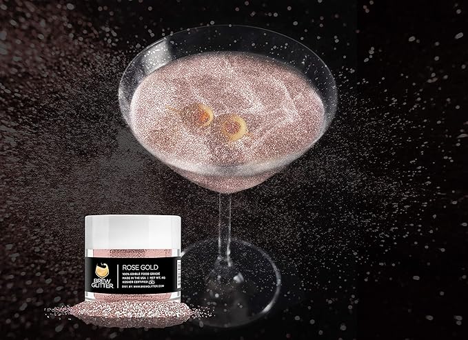 Rose Gold Brew Glitter Edible Glitter for Drinks, Cocktails, Beer, Garnish Glitter & Beverages | Kosher & Halal Certified | 100% Edible & Food Grade | Vegan, Gluten, Nut Free (50g, Rose Gold)