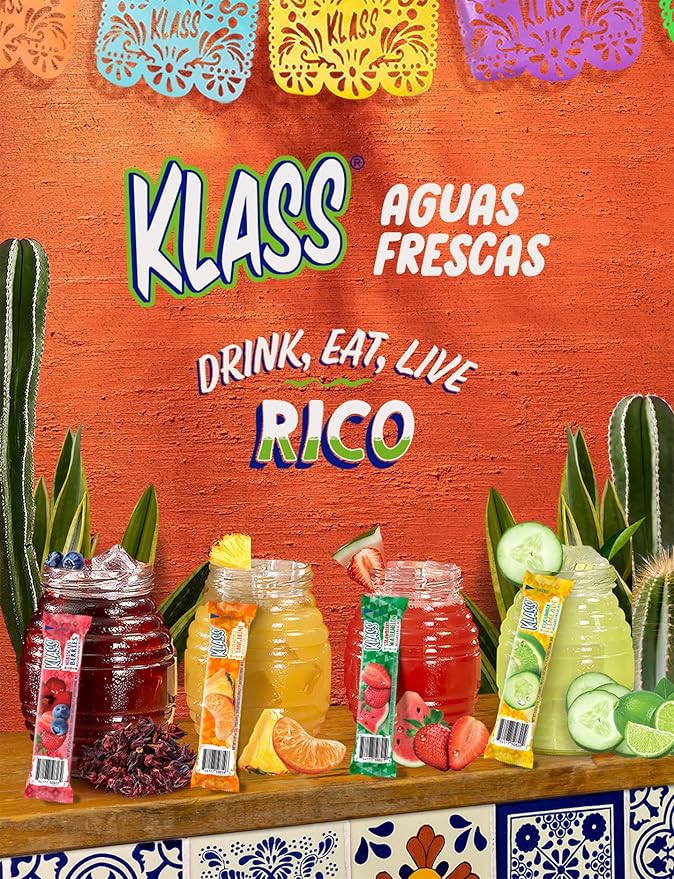 Klass Aguas Frescas | Drink Mix Cucumber Limeade | Sugar Free Drinks! (40 Count Powder Stick Packets)