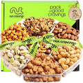 NUT CRAVINGS - Thanksgiving Mixed Nuts Gift Basket + Green Ribbon (7 Assortments, 1 LB) Holiday Xmas Christmas Food Arrangement, Healthy Snack Care Package, Food Assortments