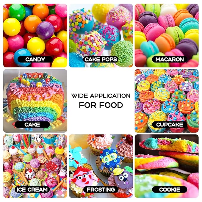 Gel Food Coloring - 10 Colors x 0.7 oz Concentrated Gel Based Food Dye Icing Colors Professional-Grade Neon Food Color for Baking Cake Decorating Cookies Fondant