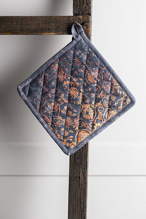 Maison d' Hermine Pot Holders Set 100% Cotton Heat Resistant Potholders 8" x 8" Hot Pads with Loop BBQ, Cooking, Baking, Grilling, Kitchen, Handling Hot Pans (Pack of 2, Imperfection)