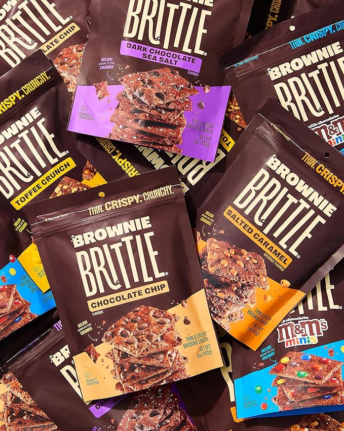 Brownie Brittle – Salted Caramel Thin and Crispy Sweet Snacks (Pack of 6, 5 oz), Rich Gourmet Brownie Bites Dessert