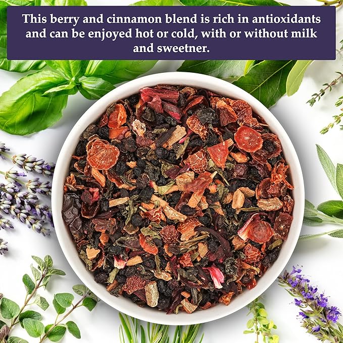 Birdsong Fountain of Pitta: Organic Green Tea Loose Leaf with Berries, Rooibos, and Cinnamon | Light, Refreshing and 100% Natural Tea with Health Benefits | Loose Leaf Hot, Cold Tea