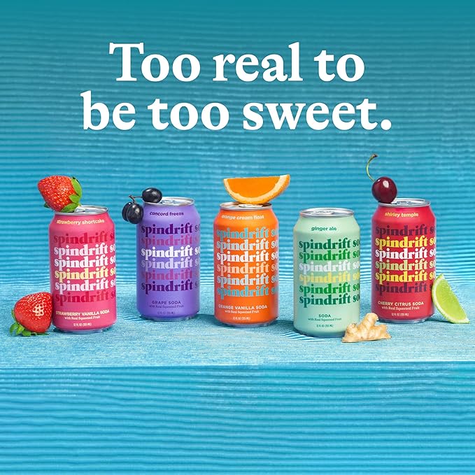 Spindrift "Shirley Temple" Cherry Citrus Soda Made with Real Squeezed Fruit 12 Pack Case