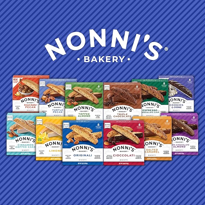 Nonni's Brown Butter Pecan Biscotti, Nutty Pecan Cookie with Rich Browned Butter Flavor, 8 Individually Wrapped Bakery Snacks, 5.52 oz, 6 Pack