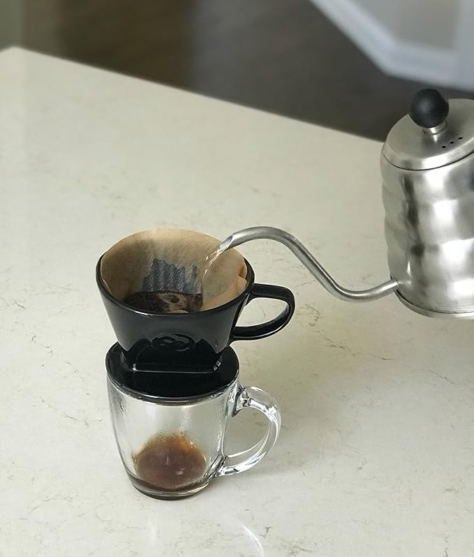 Coffee Pour Over Single Cup Ceramic Brewer Coffee Maker (Black)