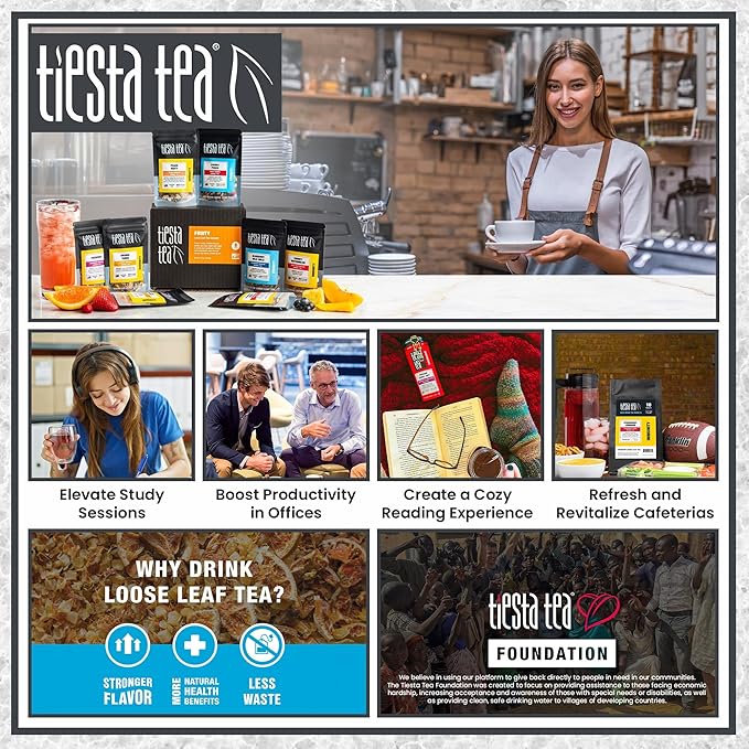 Tiesta Tea - Ginger Sweet Peach, Spicy Peach Herbal Tea, Tranquility Blend, Loose Leaf, Non-Caffeinated Hibiscus & Cane Sugar, Brews Up to 200 Cups, 16oz Bulk Pouch