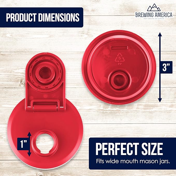 Brewing America Mason Jar Drinking Cup Pint and Half Drinking Lid and Azure 24oz Jar (2, Old Glory Red)