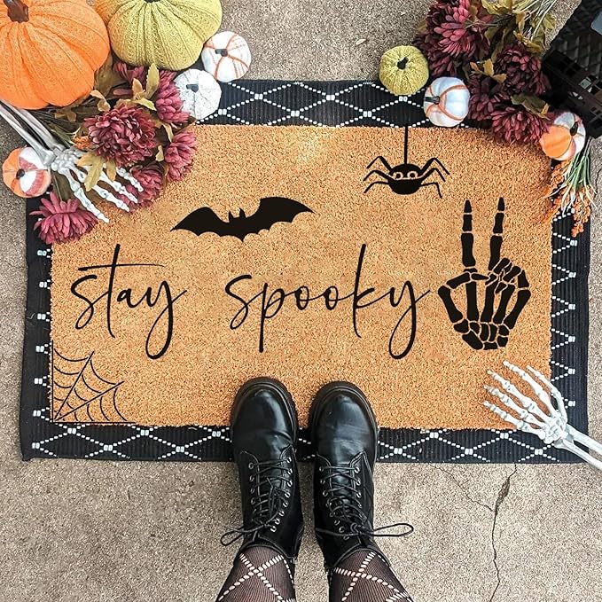 Halloween Stencils for Door Mats Welcome Skeleton Doormat Stencils Boo Spooky Stencil Templates for Painting on Wood Fabrics Crafts Decor