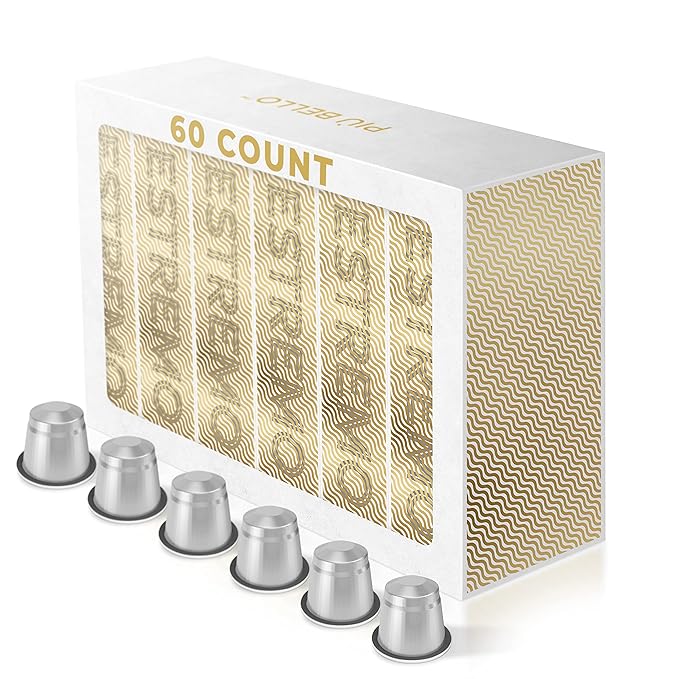Piu Bello Espresso Estremo Coffee Pods – Espresso Coffee Pods for Nespresso Original Machines – Compatible Capsules Pack – Rich & Balanced Taste – Strong Italian Espresso Flavor – Kosher Certified (60 Count, Single Flavor)