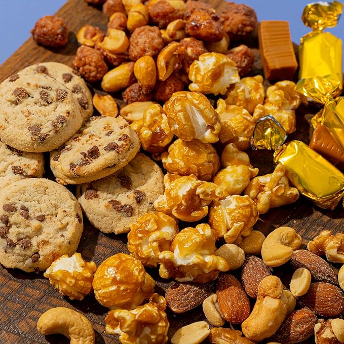Holiday Snack Assortment Gift Basket- Cookie and Nuts Gift Tin- Gourmet Treat Variety Present in Keepsake Tray– Gift Idea for Men, Women, Him, Her- Bonnie and Pop