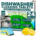 Sudstainables Dishwasher Cleaner and Deodorizer Tablets, 24 Pack – Dishwasher Cleaning Tablets for Odor and Buildup Removal, Descaler - 1-Year Supply