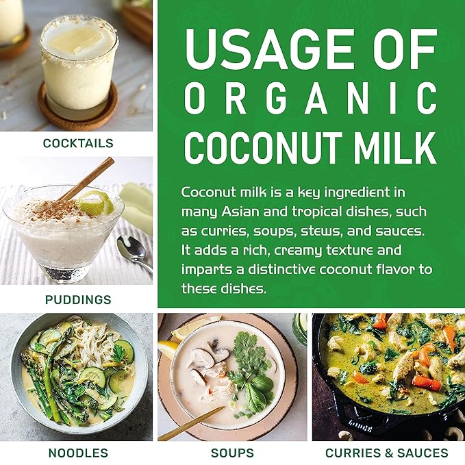 Organic Coconut Milk 13.5 Ounce (Pack of 12) - Unsweetened, Premium FULL 18% Fat, Vegan, Paleo, No Guar Gum, BPA Free, Keto Friendly by Jiva Organics