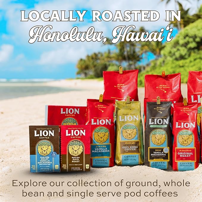 Lion Coffee Classic Original Whole Bean Coffee, Medium Roast, A Taste of Aloha - 10 Ounce Bag