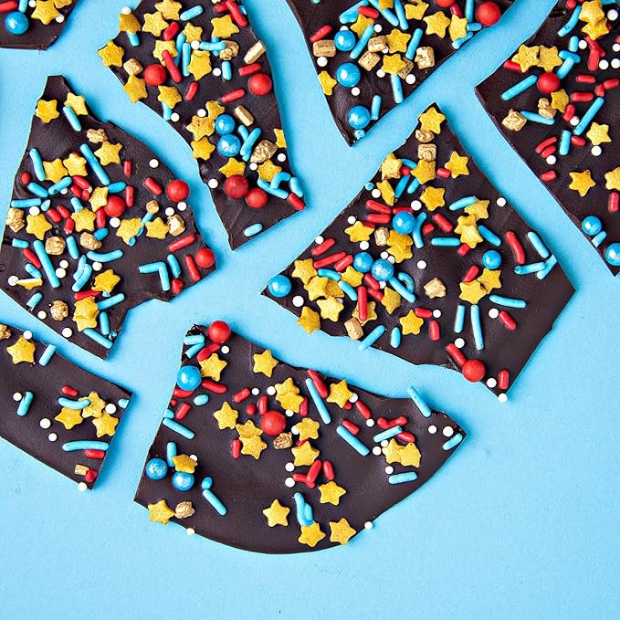 Sweets Indeed Sprinkles, Patriotic Edible Sprinkle Mix, Red Blue Gold, 4th of July, Perfect for Cake Decorations, Baking, Ice Cream, Cookies, Cupcake Topper For Birthday, Dairy Free, 4 ounces (Marvelous)