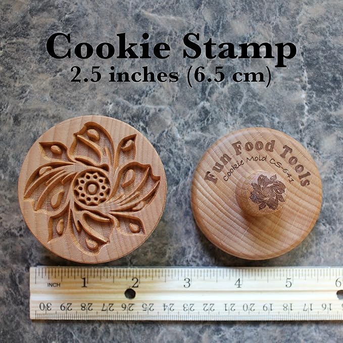 Wood Cookie Stamp, 2.5 Inch (Whirling Flower CS-041)