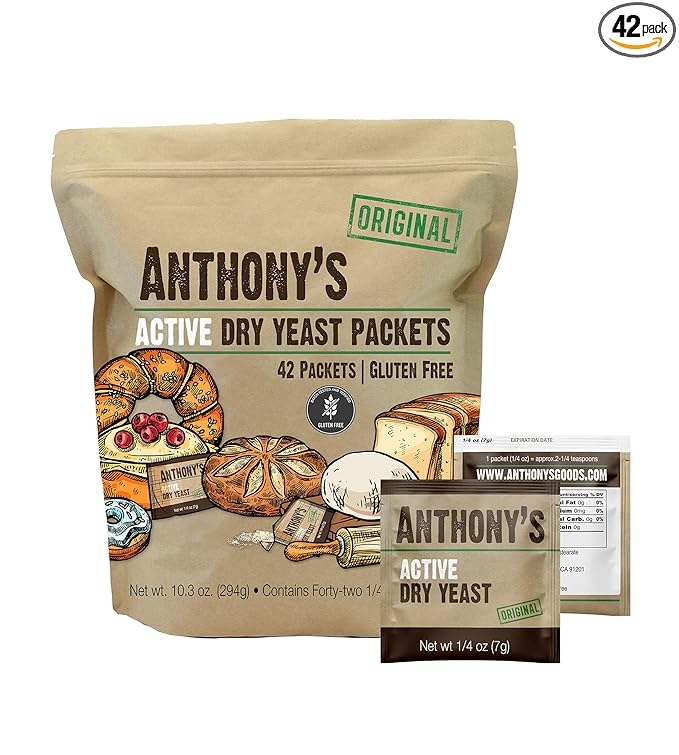 Anthony's Active Dry Yeast Packets, Contains 42 Individual Packets, Gluten Free