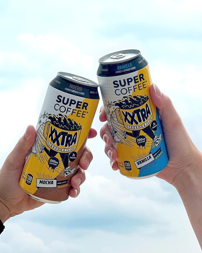Super Coffee XXTRA, Keto Protein Coffee (0g Added Sugar, 7g Protein, 130 Calories) [Vanilla] 15 Fl Oz, 12 Pack | Iced Smart Coffee Drinks - SoyFree GlutenFree