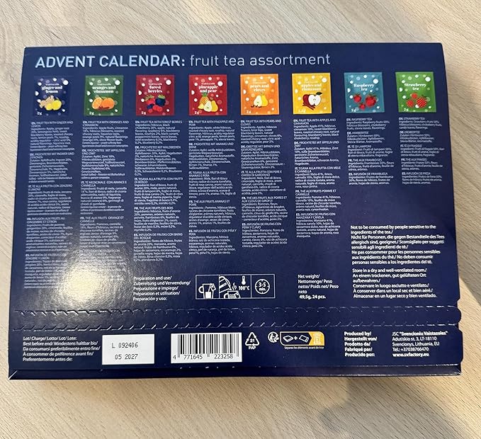 Tea Advent Calendar 2025 by Acorus – 8 Christmasy flavors – 24 tea bags For The Christmas Countdown – Gift Idea For Festive Winter Period