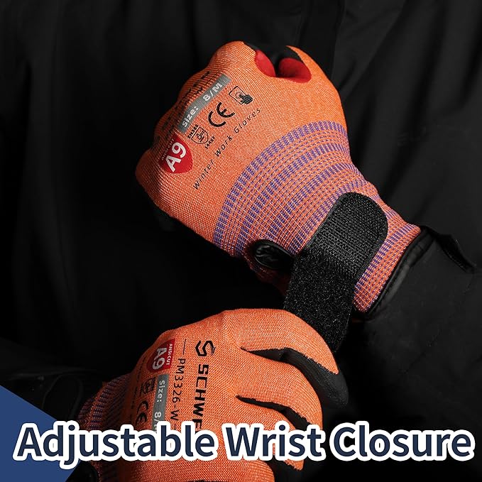 FreezeGuard-X Winter Work Gloves for Men and Women, ANSI A9 Cut Resistant Gloves for Extreme Protection, Freezer Glove With Super Grip, Touchscreen, Thermal Insulated, Non PFAS, PM3326-W (M,2 Pairs)