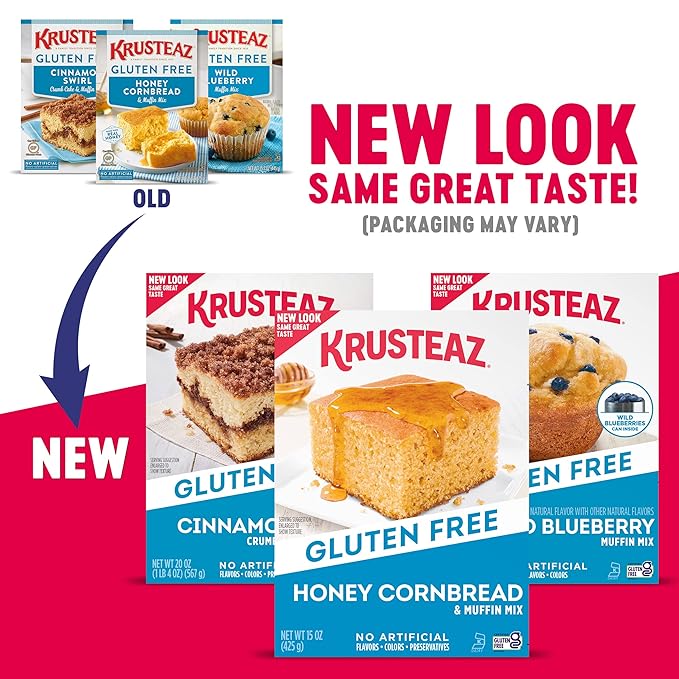 Krusteaz Gluten Free Baking Mix, Cinnamon Swirl Crumb Cake & Muffin Mix, Gluten Free with No Artificial Flavors, Colors or Preservatives, 20 Ounce (Pack of 3)