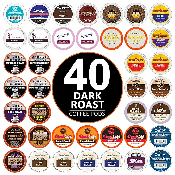 Perfect Samplers Dark Roast Coffee Pod Variety Pack - Pack for Keurig K Cups Coffee Makers, Bold 40 Count