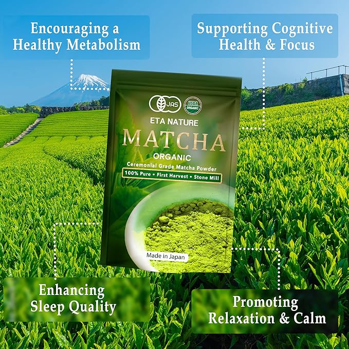 ETANATURE Premium Ceremonial Grade Matcha Powder - Matcha Green Tea Powder for Metabolism, Brain and Sleep - JAS Certified Matcha Grade from Japan Kagoshima Farms 120 Servings - Ceremonial Tea 120g