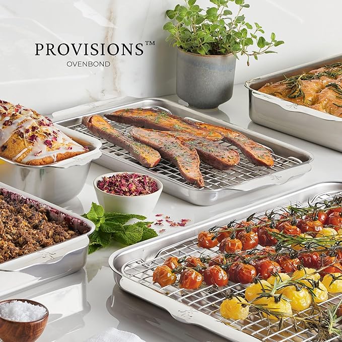 Hestan Provisions OvenBond – 4-Piece Tri-ply Sheet Pan & Stainless Steel Cooling Rack Set