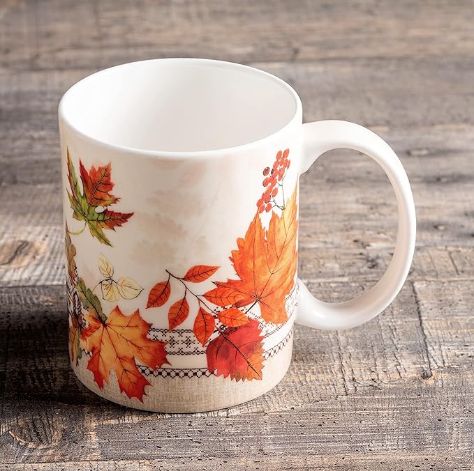 Maison d' Hermine Coffee Mug with Handles Fine Bone China Mugs Pack of One Tea Cups for Hot Beverages Cappuccino Latte Home Restaurant Office Perfect for Gift (Amarante - Charmille, 15 Ounce)