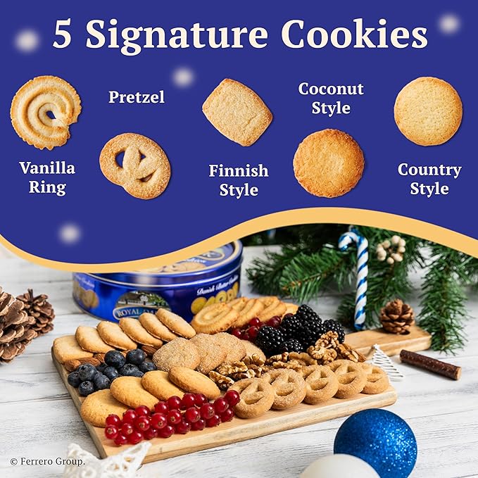 Royal Dansk Danish Butter Cookies, Premium Assorted Cookies in a Gift Tin, Great for Sharing and Gifting, 48 oz