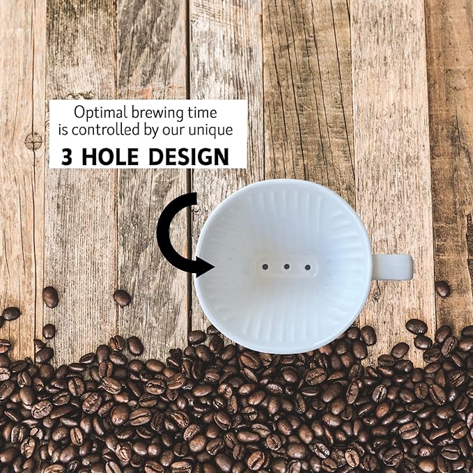 Black Lab Coffee Pour Over Single Cup Ceramic Brewer with Melitta Filters (Black Lab)