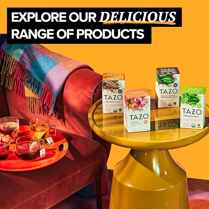 TAZO Tea Bags, (JOY, Passion, Pumpkin Chai, Vanilla Caramel Chai, Wild Sweet Orange, Peachy Green) (1ea) (Variety Pack)