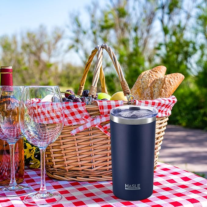 HASLE OUTFITTERS 12 oz Skinny Tumbler, Stainless Steel Insulated Slim Tumbler set bulk with Lid, Reusable Double Wall Travel Coffee Mug, Durable Powder Coated Travel Water Cup(Navy,6)