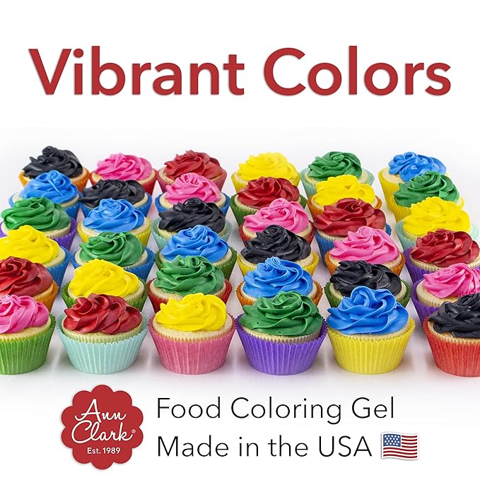 Ann Clark Gel Food Coloring Made in USA .7 oz, 6 Colors